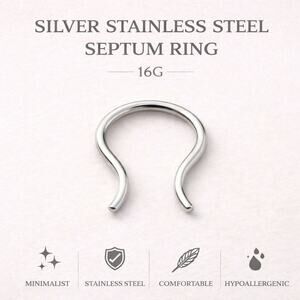 Stainless Steel Septum Ring 16G Minimal Body Jewelry
